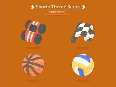 OnionMath topic icons - Sports theme series 2d app design electric flat icon illustration product symbol ui