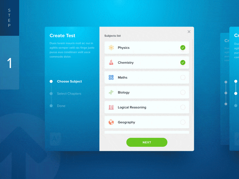 Steps: Quality or Quantity 🤔 animation dailyui gradient interaction modal motion onboarding product selection steps uxdesign webdesign