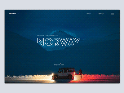 Invision Studio Exercise_Web Landing Page content fun lone minimal motion norway transition travel ui design user experience visual design web design