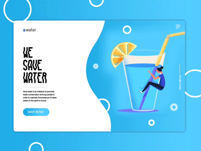 Save Water Landing Page branding design gif illustration landing page responsive ui ux water web website