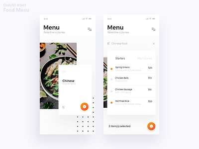 DailyUI Challenge #043 - Food Menu 04 app branding clean dailyui food interface menu ui ux