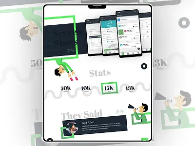 Sales app landing page blue footer green landing page sales app slider team website