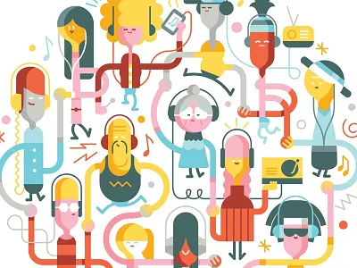 connected by music characters connected holding hands loulou tummie music social media