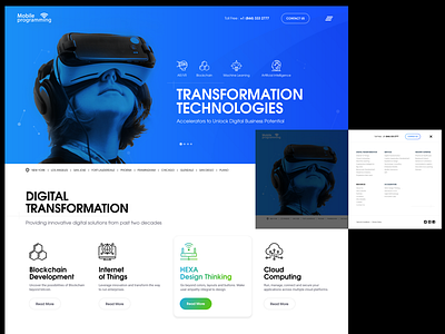Mobileprogramming LLC ar vr artificial intelligence blockchain blue cloud computing hexa design thinking landing page llc mobileprogramming mockup parallax webpage