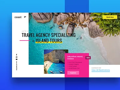 Travel Agency Exploration island landing page tourism tours travel trip ui ux web design