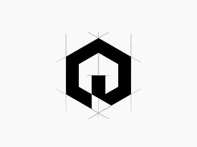 Home brand design estate geometric hexagonal home logo monochrome real