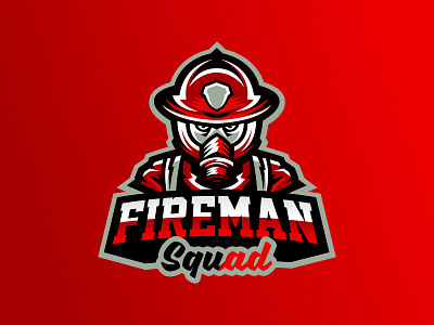 Fire squad club emblem esport firefighter fireman hockey logo mascot mask sport team