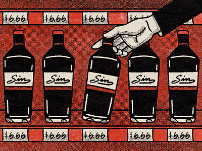 Devil's brew editorial halftone illustration