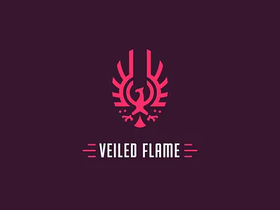 Veiled Flame bird branding emblem fire flame logo phoenix red