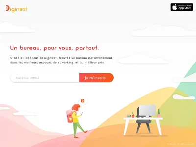 Coworking Project Squeeze Page beyowi coworking design diginest illustration landing page squeeze ui
