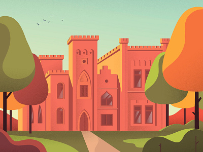 The great beauty of small towns. 2d art calendar illustration landscape uniqa vector