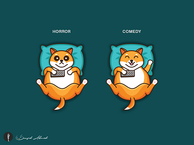 Watching movies cartoon cartoon illustration cute dog film video funny illustration puppy