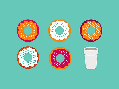 Donuts & Coffee coffee cup donuts flat frosting geometric illustration sprinkles