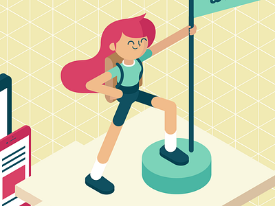 Illustration for an event green illustration isometric red yellow