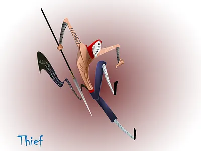 Thief Ger Copy ancient cartoon character deamon fiction gothic robber thief vector