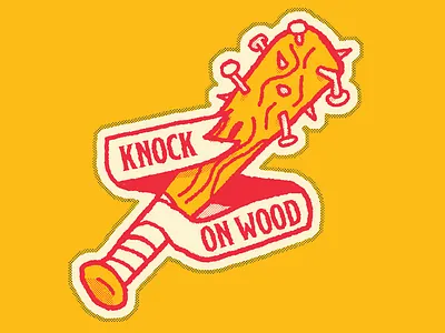 Knock on wood baseball bat nails sensitive tough guys sticker