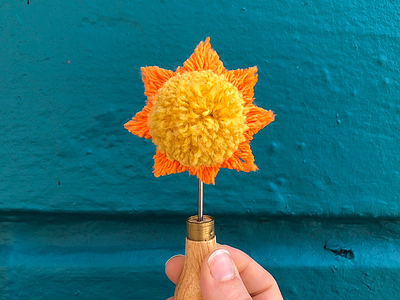 001 ☀️ handmade pom pom sun the100dayproject yarn