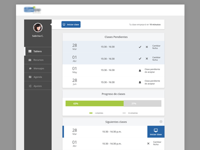 Personal area dashboard education sketch