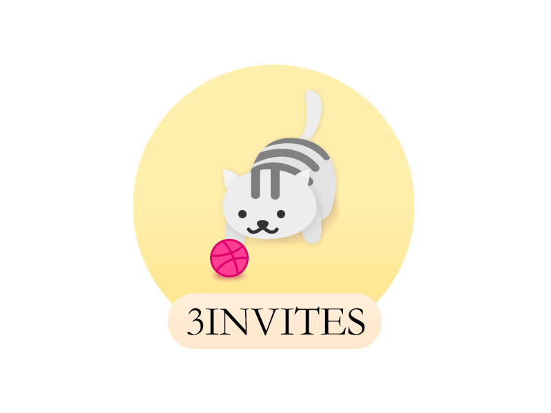 3 Dribbble Invites animation ball cat invite