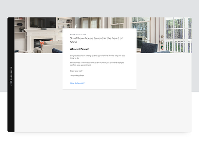 Properkeys appointment branding confirmation form landing onboarding properties real estate scheduling sign up ui ux