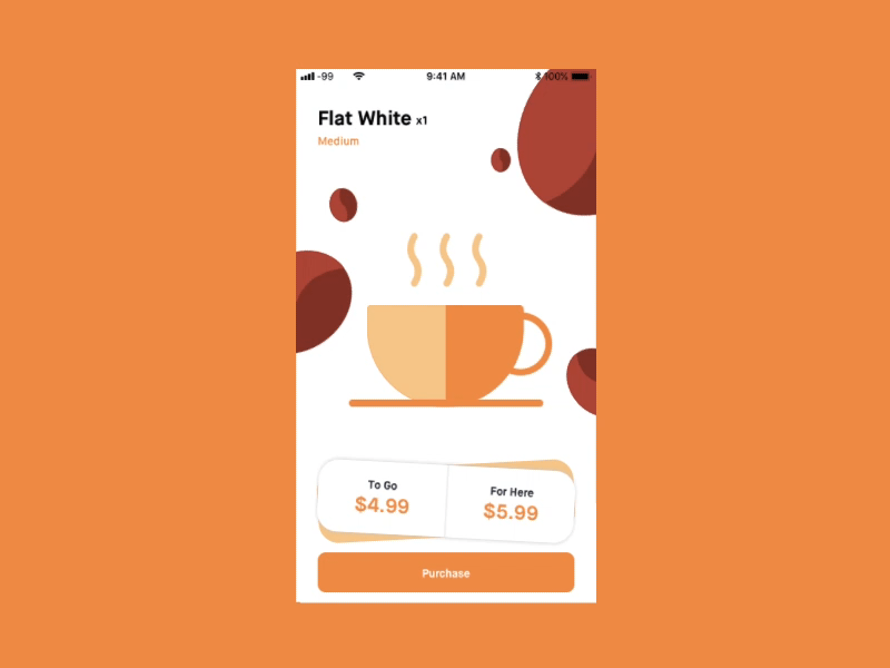 To Go or For Here? animation app coffee dailyui experimental interaction iphone order ui ux