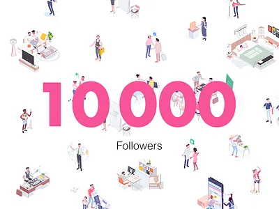 10k Followers! 🎉 characters design followers illustration isometric rboy rocketboy