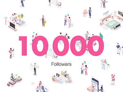 10k Followers! 🎉 characters design followers illustration isometric rboy rocketboy