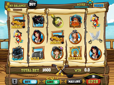 Slot machine for SALE – “Blackbeard’s Booty” art casino design digital game graphic island machine online pirate slot vector