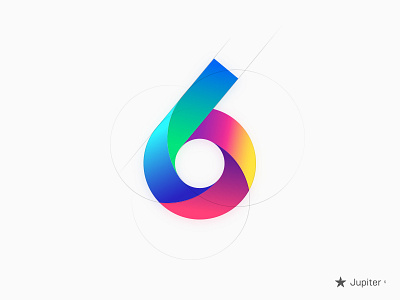 Version 6 Logo golden circle gradient logo number six