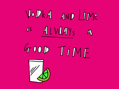 RhymerDesigner handdrawn illustration lime pink rhyme time type vodka