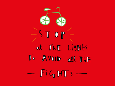 RhymerDesigner bike handdrawn illustration lights red rhyme stop tpypography traffic