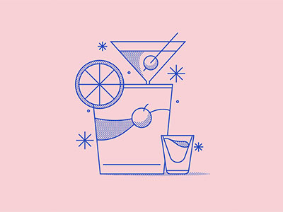 Cocktail Icon cocktail halftone icon iconography illustration minimal monoline