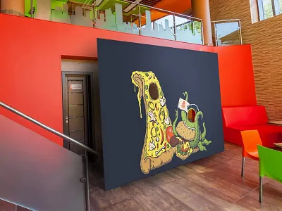 Halloween tintamarresque for the «Pizzburg» cafe in Gomel. burger illustration pizza tintamarresque