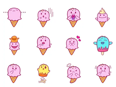 Cute Ice Cream Emojis chat cream cute design emoji emojis ice lovable set shot stickers