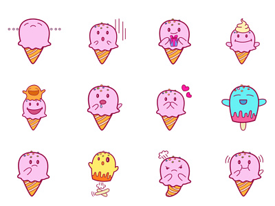 Cute Ice Cream Emojis chat cream cute design emoji emojis ice lovable set shot stickers