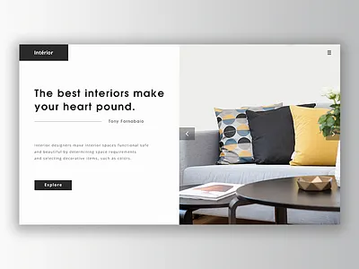 Interior Design Header UI Exploration. blog flat interaction interior design landing page minimal photoshop simple ui ux web design web ui