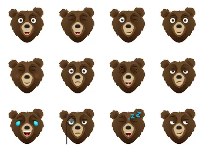 The many faces of William Bradford Bearows character design emoji illustrator mascot vector