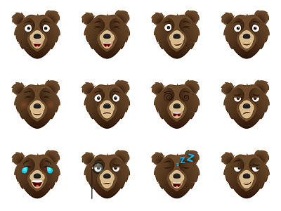 The many faces of William Bradford Bearows character design emoji illustrator mascot vector