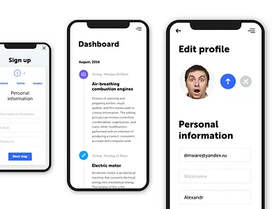 Mobile cabinet cabinet crm dashboard login mobile profile signup web