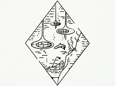 Underwater Googie futurism googie icon ocean outline retro retrofuturism stroke under vector water