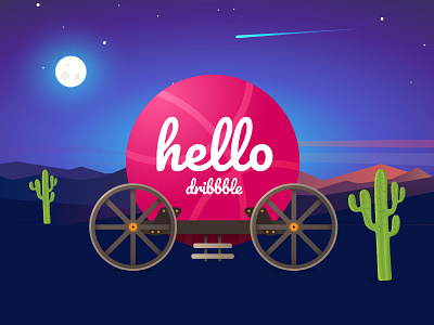 Hello dribbble blue dribbble hello illustration invite pink