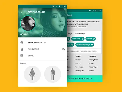 Polling App UI account page polling post tagging tags vote