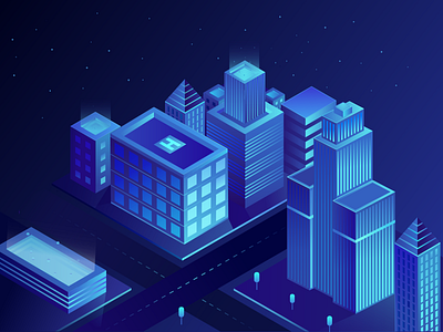 Isometric city blue building city illustration isometric