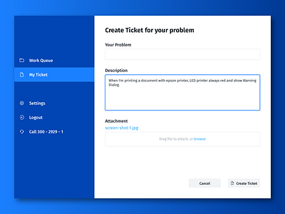 Create Ticket Web Application application attachment create dashboard form input issue problem ticket ticketing web web app