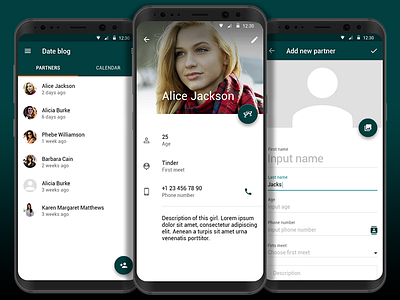 Dating app android app application material design