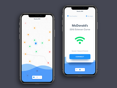 Daily UI Challenge: Day 94 Nearby Network Finder App daily ui challenge free wifi freebies interaction design ios iphone x network finder app ui ui design ux ux design wifi