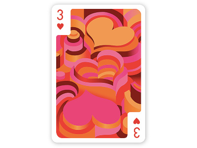 Three of Hearts 3d games hearts illustration vector