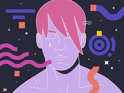 Dreamin' abstract character character design cosmos flat guy illustration man space vector