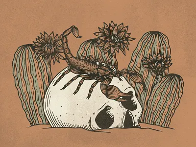 Desert Vibes Pt.2 cacti cactus desert floral flowers illustration scorpion skull