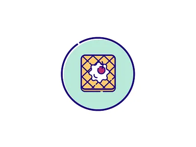 Waffle breakfast cherry cream dessert flat icon illustration vector waffle